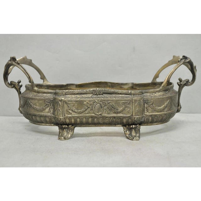 French Vintage French Louis XVI Baroque Style Bronze Planter Centerpiece Bowl Dish For Sale - Image 3 of 18