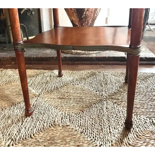 Early Directoire Style Mahogany Table With Brass Mounts and a Clover Shaped Top, Signed For Sale - Image 10 of 11