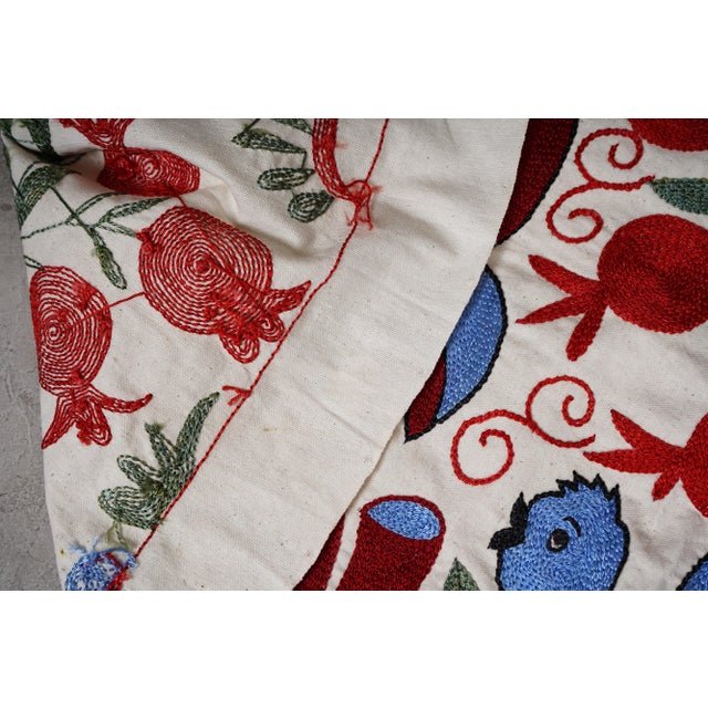 Colorful Suzani Table Runner – Owl, Deer & Floral Embroidery For Sale - Image 9 of 10