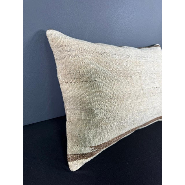 Contemporary Turkish Hemp Pillow Cushion Natural Beige Brown Pillow Cushion Cover 16 "x 24" For Sale - Image 3 of 4