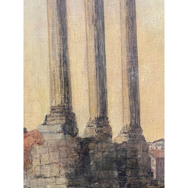 Beautiful oil painting on canvas depicting the Roman Forum, in particular the Temple of Jupiter Stator. An important...