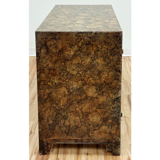 Wood Vintage Henredon Faux Tortoise Shell Finish Server Cabinet For Sale - Image 7 of 16