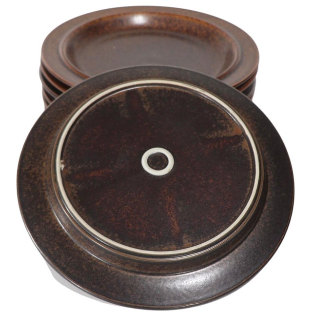 Mid 20th Century Lot of 7 Arabia Ruska Dinner Plates by Ulla Procope Finland Circa 1960's For Sale - Image 5 of 10