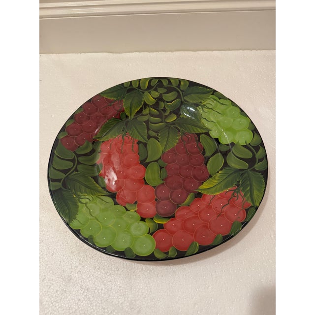 Vintage Mexican Hand Painted Grape Harvest Decorative Plate For Sale - Image 9 of 12