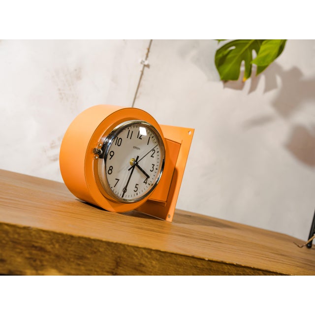 Industrial Orange Double-Sided Slave Clock from Citizen, 1980s For Sale - Image 3 of 14