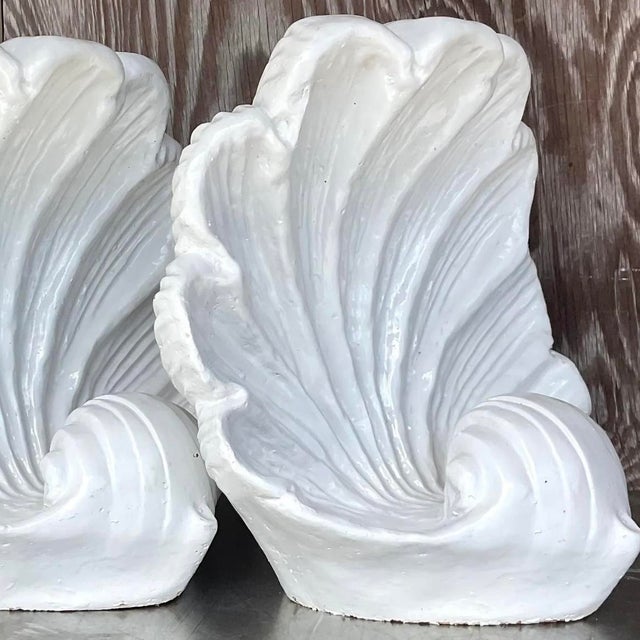 Vintage Coastal Glazed Ceramic Clam Shells - a Pair For Sale - Image 13 of 14