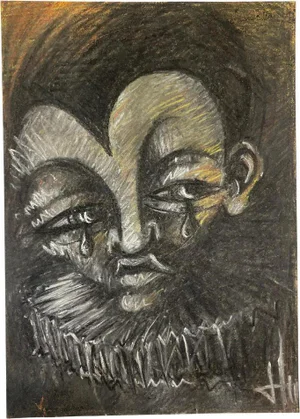 Juraj Huliak, Crying Clown with a Collar, 2023, Pastel on Paper