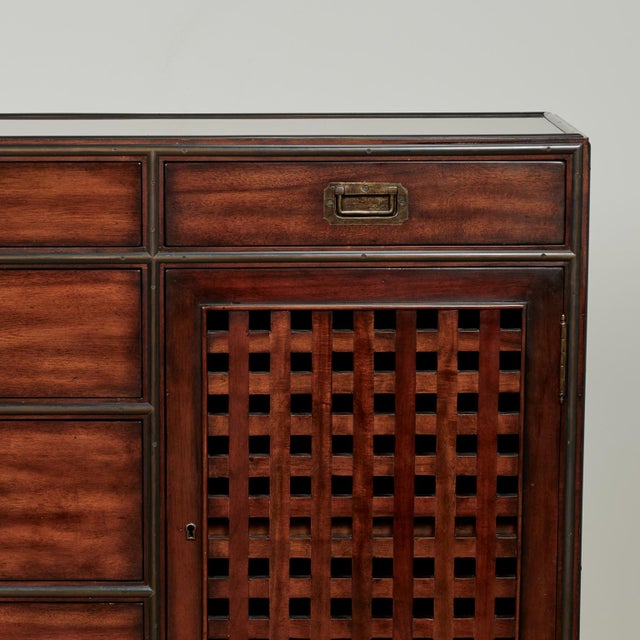 1990s Vintage British Colonial Style Credenza or Chest by Theodore Alexander For Sale - Image 5 of 15