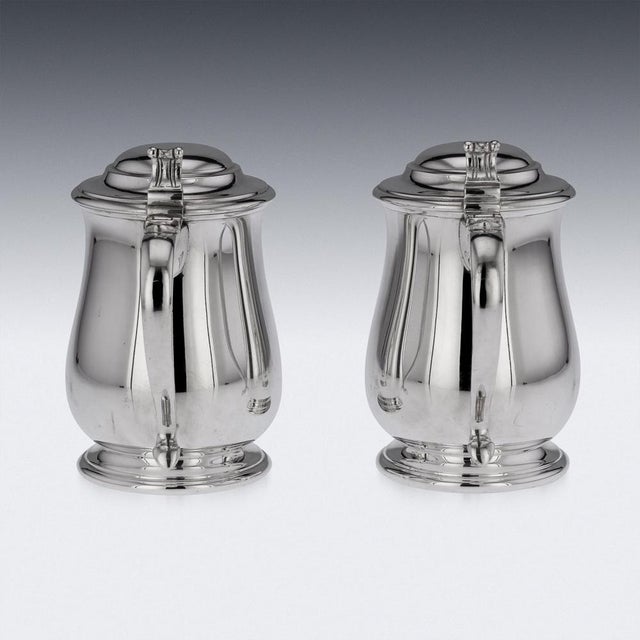 Italian Silver Lidded Tankards, 1890s, Set of 2 For Sale - Image 4 of 17