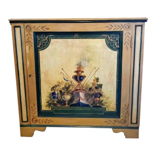 Large Antique Italian Venetian Provincial Neoclassical Hand Painted Pine Corner Cupboard For Sale
