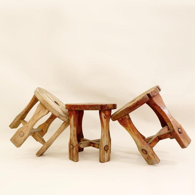 Pine Stools, Sweden, 1940s, Set of 3 For Sale - Image 4 of 13