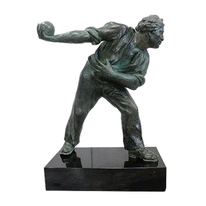 The Boules Player, Bronze Sculpture with Green Patina, Early Twentieth Century