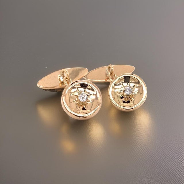 2010s Diamond 14k Yellow Gold Cufflinks Certified, Pair For Sale - Image 5 of 11