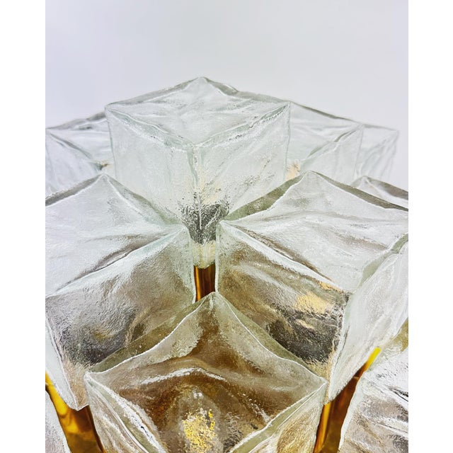 Gold Vintage Ice Cube Flush Mount from Kalmar, 1970s For Sale - Image 8 of 13