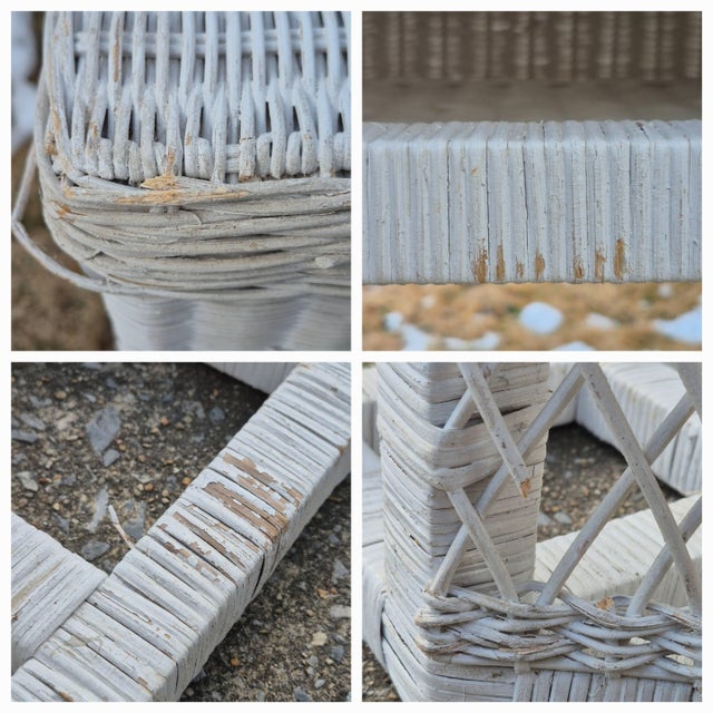 Mid-20th Century Victorian Style White Wicker Vanity Desk Console Table For Sale - Image 13 of 13