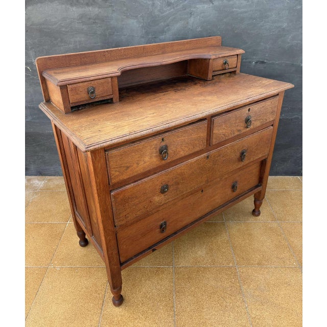 Vintage English Oak Chest of Drawers, 1930s For Sale - Image 3 of 10