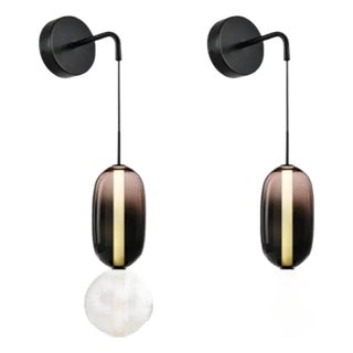 Glass Wall Light Sconce With Hand-Blown Glass Pieces - Set of 2 For Sale