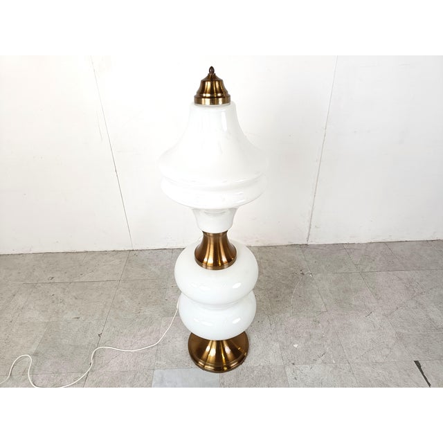 Vintage Floor Lamp in Brass and Glass from Mazzega, 1960s, in Good conditions. Designed 1960 to 1969 European Plug (up to...