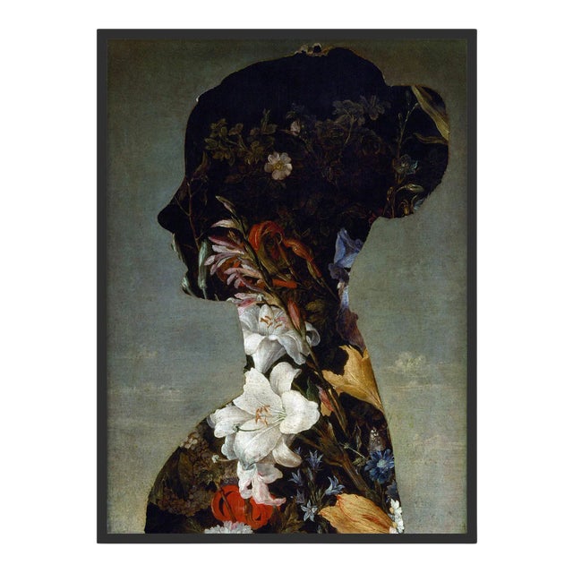 Floral Silhouette 1 by Lara Fowler in Black Frame, Medium Art Print For Sale