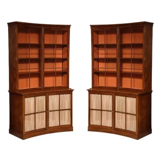 A Curved French Walnut Bibliothèque (One of Two) For Sale
