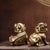 Pair of Gilt Bronze Guardian Lions – 4.3" Foo Dogs With Beaded Spine Detail For Sale - Image 4 of 9