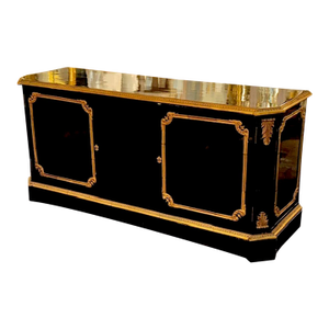 19th Century French Black Lacquered and Gilt Bronze Transitional Sideboard