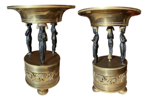 Italian Empire Bronze and Brass Tazzas with Sphinxes, 1800s, Set of 2