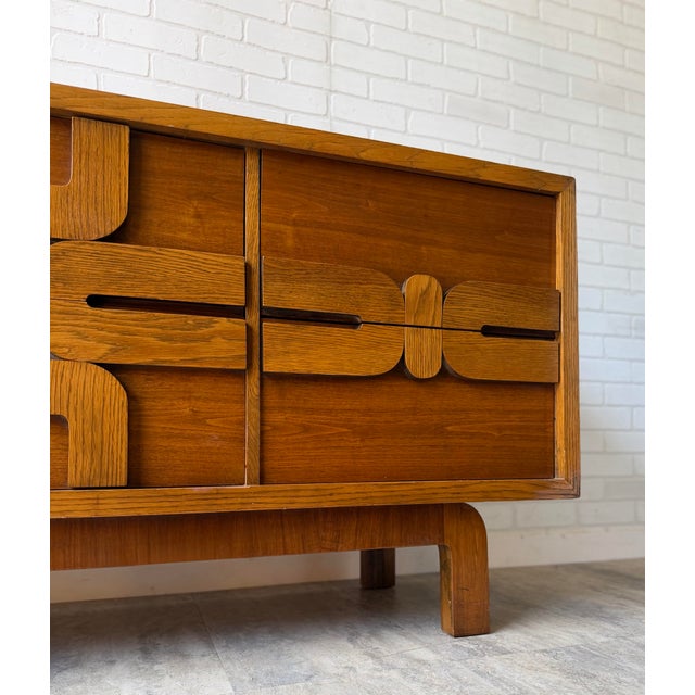 Brown Lane Furniture Brutalist Paul Evans Style Low Dresser Credenza For Sale - Image 8 of 9