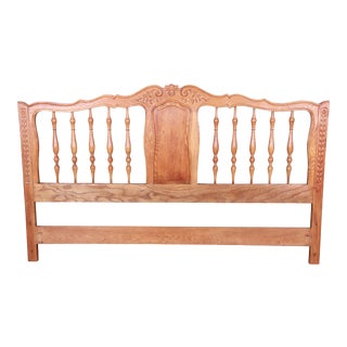John Widdicomb French Provincial Louis XV Carved Oak King Size Headboard For Sale
