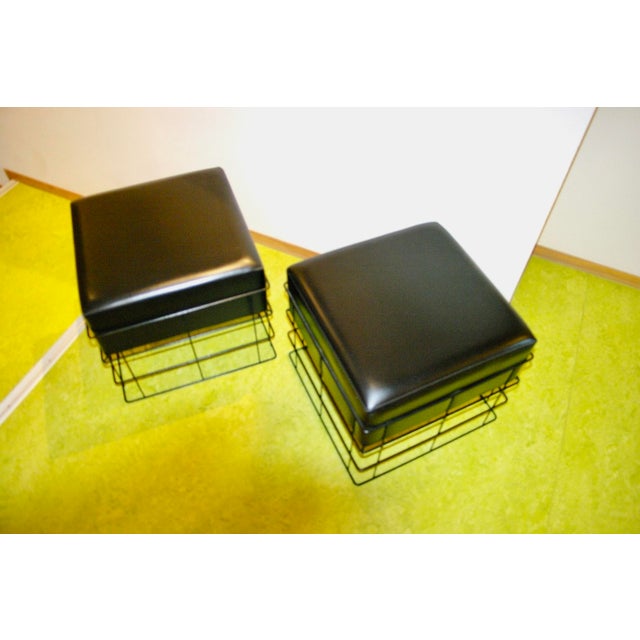 Metal Wire and Skai Stools by String, 1950, Set of 2 For Sale - Image 7 of 8