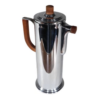 Art Deco Machine Age Chrome and Wood Cocktail Shaker Vintage Barware by Manning Bowman For Sale