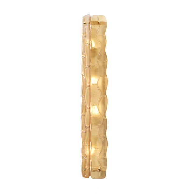 Mid-Century Modern Murano Textured Amber-Orange Glass Sconces - a Pair For Sale - Image 3 of 9