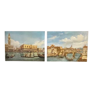 Pair of 19th Century Venetian Oil Paintings
