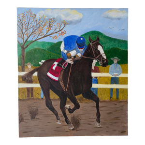 Vintage Polo Ralph Lauren Style Racehorse Painting