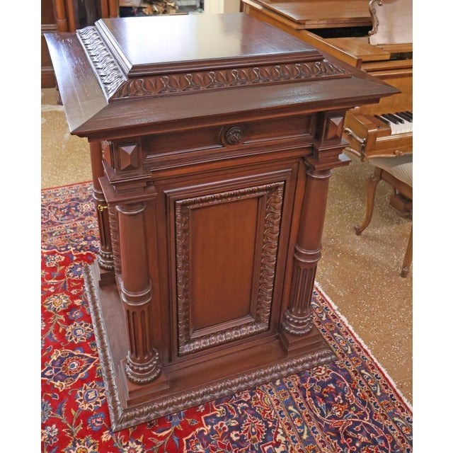 Monumental Victorian Style Mixed Wood Pedestal Cabinet For Sale - Image 9 of 14