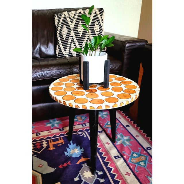 Wood Moroccan Mid-Century Style Wooden and Resin Side Table 2 For Sale - Image 7 of 9