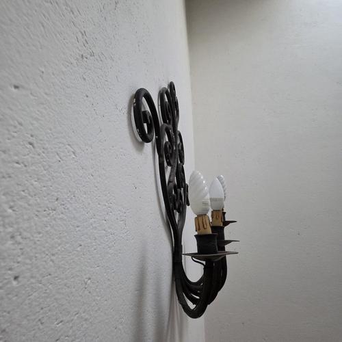 Handcrafted Five-Light Wall Sconce in Wrought Iron with Scrolls For Sale - Image 6 of 10