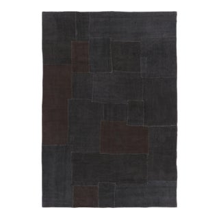 Vintage Turkish Patchwork Rug With Black and Brown Patterns - Rug & Kilim For Sale