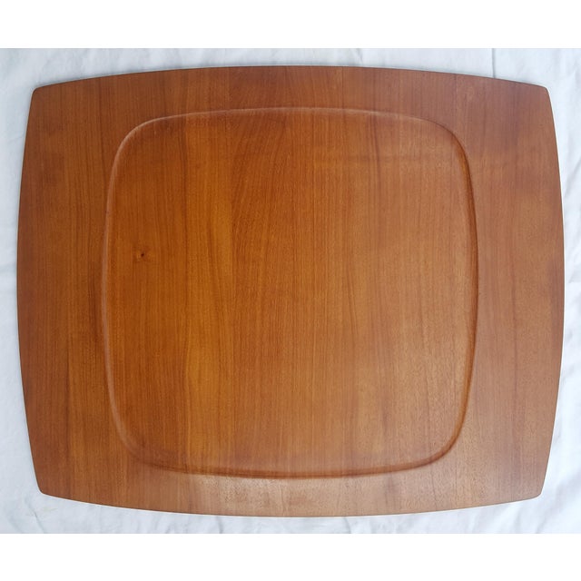 Mid-Century Modern 1960s Dansk Quistgaard Design Knife Edged Staved Teak Serving Tray Platter For Sale - Image 3 of 13