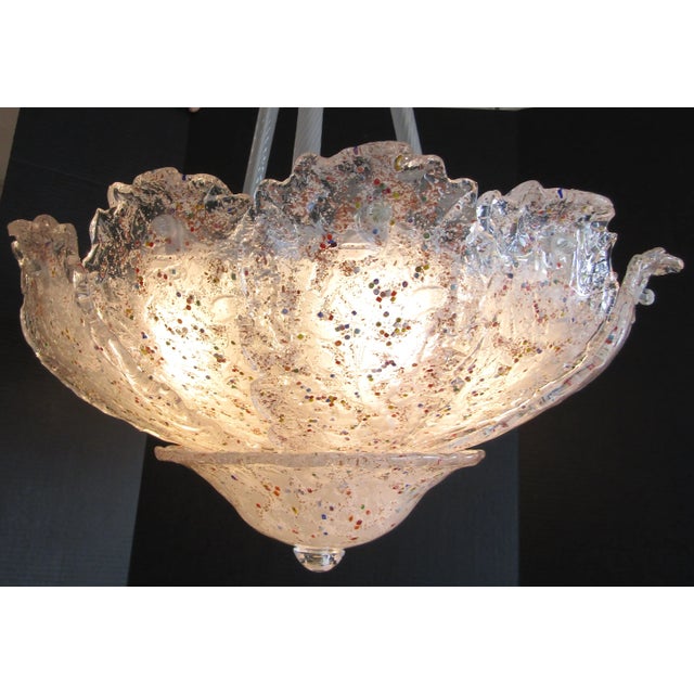 White Large Vintage Italian Murano Glass Multi-Colored Murrine Leaf Chandelier For Sale - Image 8 of 18