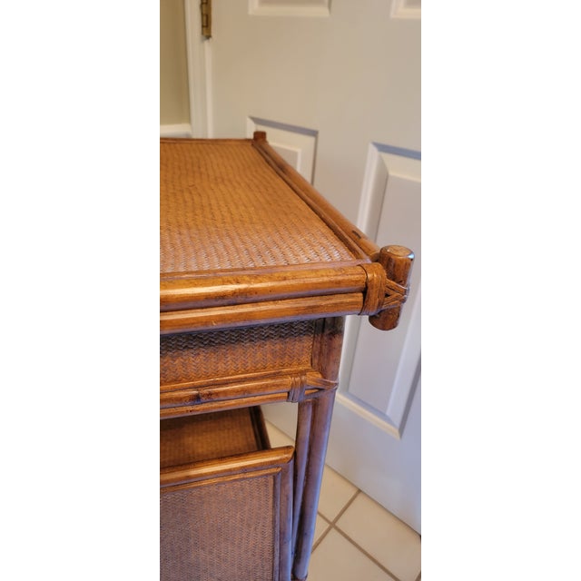 1920s Art Deco Bamboo and Rattan Side Table For Sale - Image 12 of 17