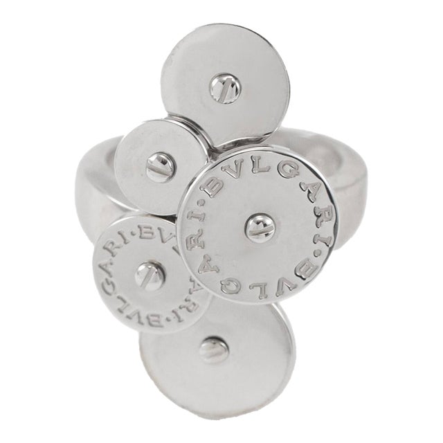 Bvlgari 18k White Gold Cicladi Spiral Circles Cocktail Ring Size 6 For Sale
