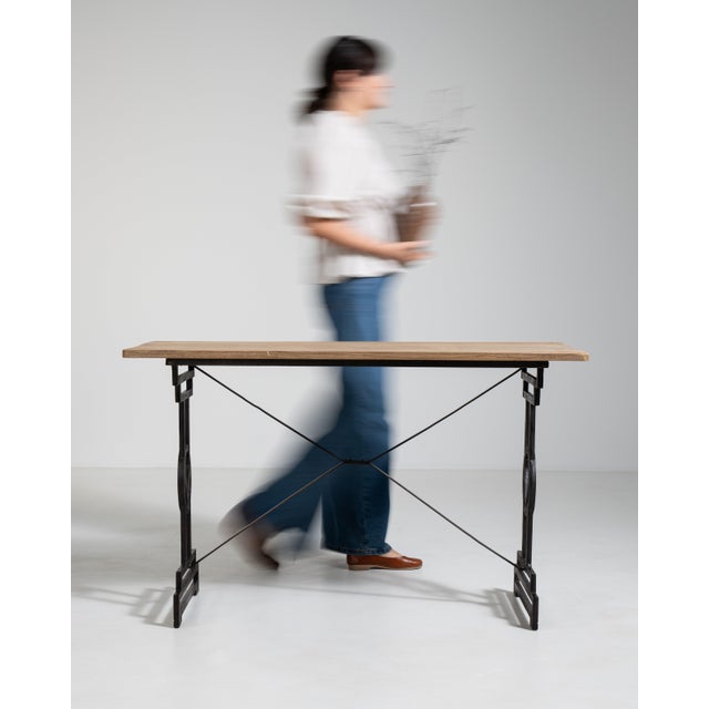 Cast Iron Bistro Table with Oak Top, Antique, France, 20th Century For Sale - Image 16 of 18