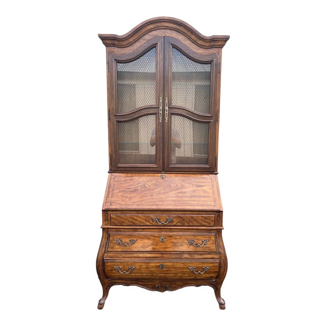 1980s Drexel Heritage Grand Villa Collection Bombay Secretary Desk With Hutch For Sale