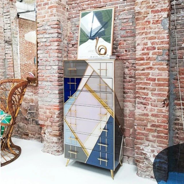 Mid-Century Murano Glass and Brass Italian Commode For Sale - Image 11 of 14