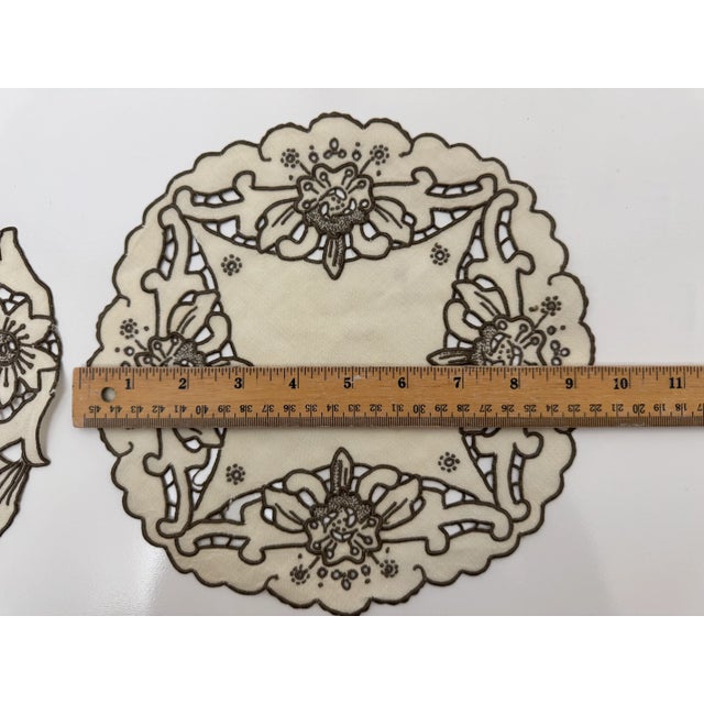 Dress up your table with these two Embroidered Doilies 9.5 in. wide