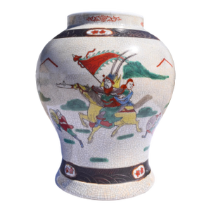Chinese Wucai Warrior Jar