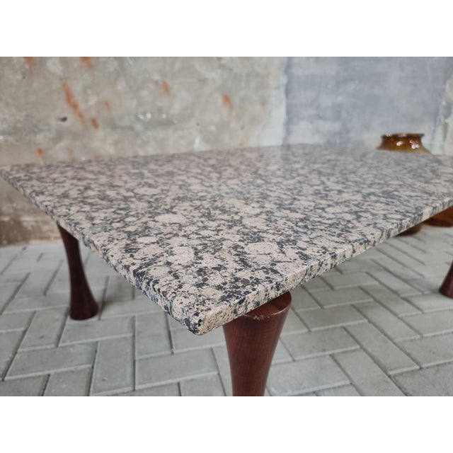 Large Danish Coffee Table in Marble and Teak, 1980s For Sale - Image 4 of 8