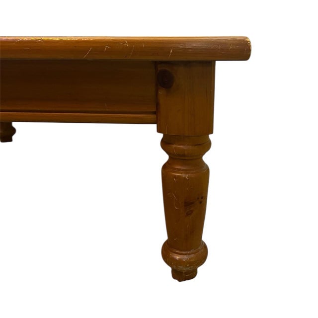 Wood Vintage 1991 Solid Pine Farmhouse Coffee Table For Sale - Image 7 of 9