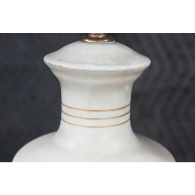 White Vintage Mid 20th Century Hand Painted Porcelain Floral Trophy Urn Table Lamps Filigree Brass - Pair For Sale - Image 8 of 17